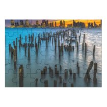 yanfind Picture Puzzle Old Pier Poles York City Cityscape Lights Dusk Sky Skyscrapers Landscape Family Game Intellectual Educational Game Jigsaw Puzzle Toy Set