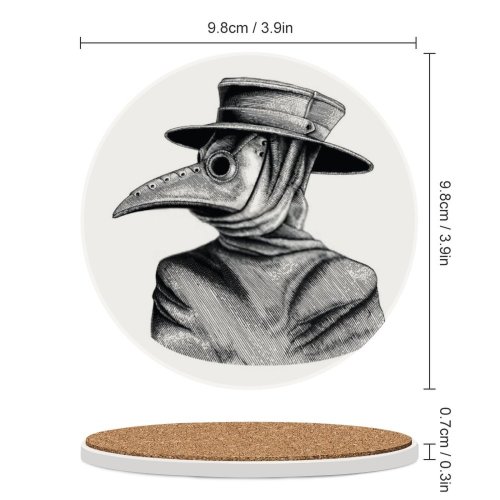 yanfind Ceramic Coasters (round) Vintage Plague Doctor Death Medical Medieval Bird Halloween Hat Old Covid Art Family Game Intellectual Educational Game Jigsaw Puzzle Toy Set