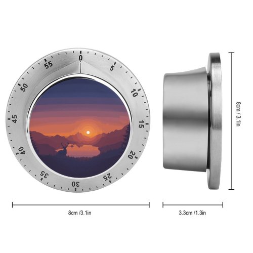 yanfind Timer Coyle Lakeside Sunset Deer Minimal Art Landscape Scenic Panorama 60 Minutes Mechanical Visual Timer