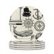 yanfind Ceramic Coasters (round) Wheel Sea Oar Brigantine Sailing Travel Instrument Held Scroll Parchment Ship Telescope Family Game Intellectual Educational Game Jigsaw Puzzle Toy Set