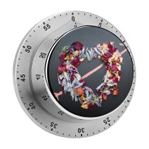 yanfind Timer Love Heart Dark Flowers Petals Arrow Chalkboard 60 Minutes Mechanical Visual Timer