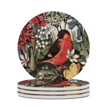 yanfind Ceramic Coasters (round) Bird Retro Old Fashioned Archival Flower Century Lithograph Wildflower Victorian Wildlife Meadow Family Game Intellectual Educational Game Jigsaw Puzzle Toy Set