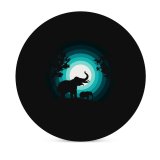 yanfind Ceramic Coasters (round) Suryapraveen Black Dark Minimal Elephant Elephant Cub Silhouette Night Family Game Intellectual Educational Game Jigsaw Puzzle Toy Set