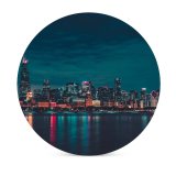 yanfind Ceramic Coasters (round) Max  Chicago Night City Lights Cityscape Reflections Family Game Intellectual Educational Game Jigsaw Puzzle Toy Set
