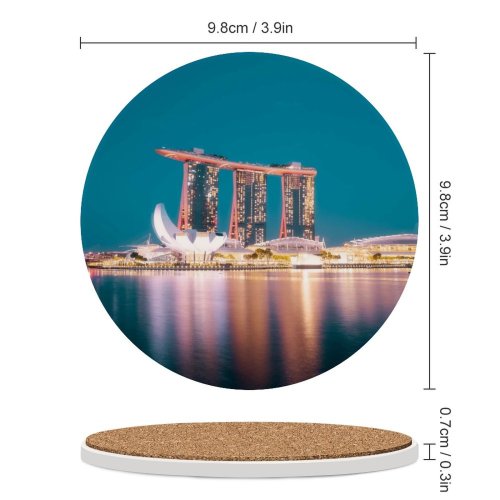 yanfind Ceramic Coasters (round) Pang Yuhao Marina Bay Sands Singapore Hour Night  City Lights Reflection Family Game Intellectual Educational Game Jigsaw Puzzle Toy Set