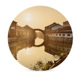 yanfind Ceramic Coasters (round) Pond Chinese Cultures Villages Tourist Architecture Grand Tranquil Classical Town Canal Zhouzhuang Family Game Intellectual Educational Game Jigsaw Puzzle Toy Set