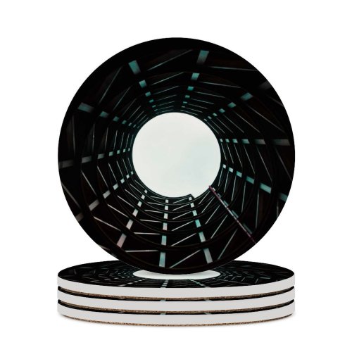 yanfind Ceramic Coasters (round) Black Dark  Architecture Building Sky Tunnel Family Game Intellectual Educational Game Jigsaw Puzzle Toy Set