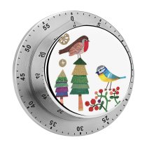 yanfind Timer Cranberry Bird Tree Snow Robin Craft Art Bluetit Songbird Season Snowflake Composite 60 Minutes Mechanical Visual Timer