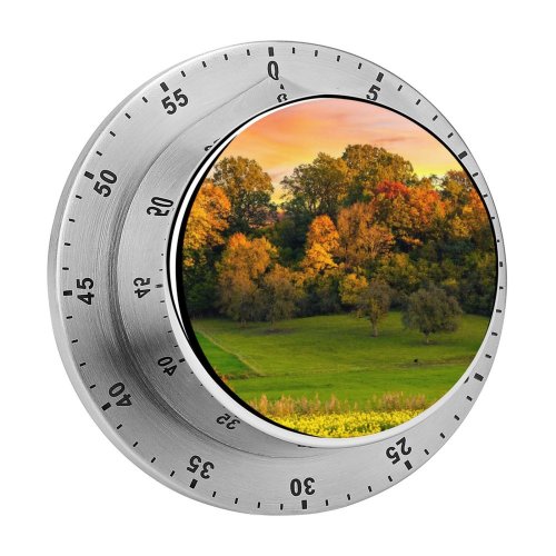 yanfind Timer Bruno Glätsch Autumn Trees Sunset Landscape Afterglow Meadow Grass Field Greenery Beautiful 60 Minutes Mechanical Visual Timer