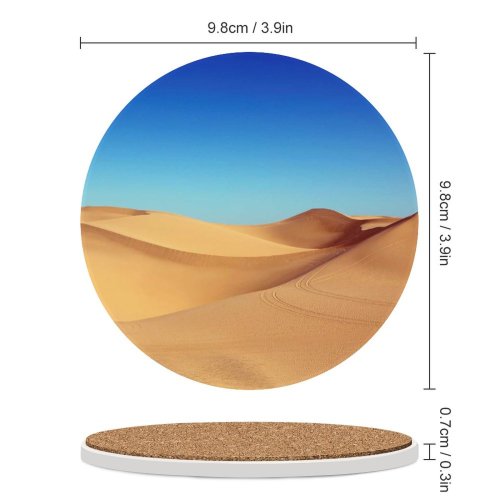 yanfind Ceramic Coasters (round) Desert Sand Dunes Clear Sky Family Game Intellectual Educational Game Jigsaw Puzzle Toy Set