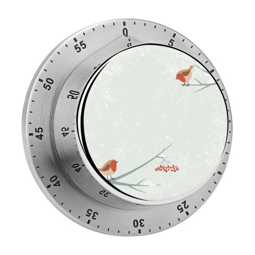 yanfind Timer Christmas Snow Rowanberry Berry Meat Tree Winter Ash Cute Rowan Design Robin 60 Minutes Mechanical Visual Timer