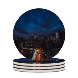 yanfind Ceramic Coasters (round) Zac Ong Black Dark York City United States Cityscape Night Time City Family Game Intellectual Educational Game Jigsaw Puzzle Toy Set