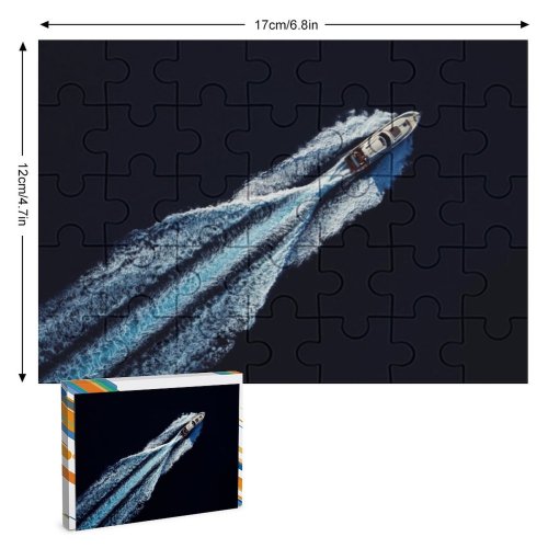 yanfind Picture Puzzle Motor Motion Yacht Summer Above Sport Wake Sea Dark Craft Aerial Alertness004 Family Game Intellectual Educational Game Jigsaw Puzzle Toy Set