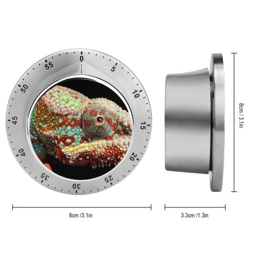 yanfind Timer Black Dark Chameleon Lizard Multicolor Closeup Macro AMOLED HDR 60 Minutes Mechanical Visual Timer
