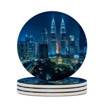 yanfind Ceramic Coasters (round) Trey Ratcliff Petronas Towers Kuala Lumpur Malaysia Cityscape Night Lights Architecture Skyscrapers Family Game Intellectual Educational Game Jigsaw Puzzle Toy Set