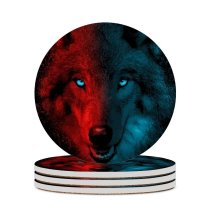 yanfind Ceramic Coasters (round) Wolf Scary Gradient Dark Family Game Intellectual Educational Game Jigsaw Puzzle Toy Set