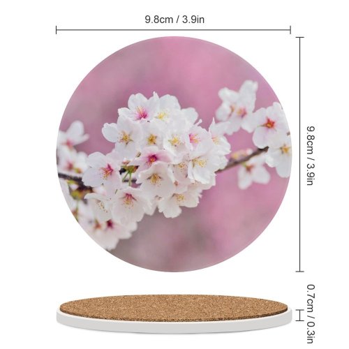 yanfind Ceramic Coasters (round) Flowers Cherry Flowers Cherry  Spring Flowers Family Game Intellectual Educational Game Jigsaw Puzzle Toy Set