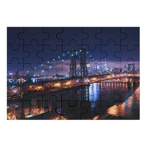 yanfind Picture Puzzle Zac Ong Williamsburg  Suspension  York City City Lights Night Cityscape Family Game Intellectual Educational Game Jigsaw Puzzle Toy Set