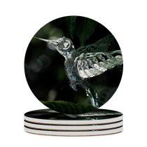 yanfind Ceramic Coasters (round) Hummingbird Steampunk Flower Leaves Green Drops Flying Bird Nectar Garden Nature Mechanical Family Game Intellectual Educational Game Jigsaw Puzzle Toy Set