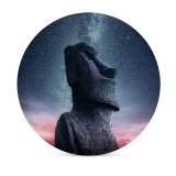 yanfind Ceramic Coasters (round) Grafixart Moai Statue Easter Island Ancient Architecture Starry Sky Sunset Dawn Heritage Family Game Intellectual Educational Game Jigsaw Puzzle Toy Set