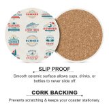 yanfind Ceramic Coasters (round) Badge Palm Sea  Anchor Cocktail Sunbathing Cruise Umbrella Surfing Surf Travel Family Game Intellectual Educational Game Jigsaw Puzzle Toy Set