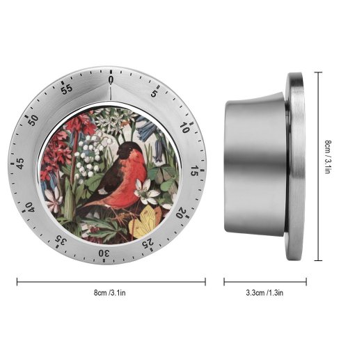 yanfind Timer Bird Retro Old Fashioned Archival Flower Century Lithograph Wildflower Victorian Wildlife Meadow 60 Minutes Mechanical Visual Timer
