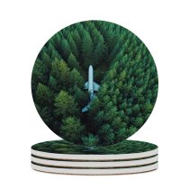 yanfind Ceramic Coasters (round) Airplane Trees Aerial Forest Alpine Trees Family Game Intellectual Educational Game Jigsaw Puzzle Toy Set