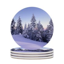 yanfind Ceramic Coasters (round) Winter Snow Pine Trees Evening Switzerland December Family Game Intellectual Educational Game Jigsaw Puzzle Toy Set