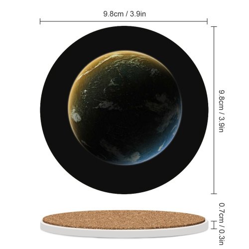 yanfind Ceramic Coasters (round) Space Black Dark Planet  Solar System Cosmos Universe Family Game Intellectual Educational Game Jigsaw Puzzle Toy Set