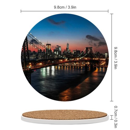 yanfind Ceramic Coasters (round) Matteo Catanese Williamsburg  York City Suspension  City Lights Night Cityscape Family Game Intellectual Educational Game Jigsaw Puzzle Toy Set