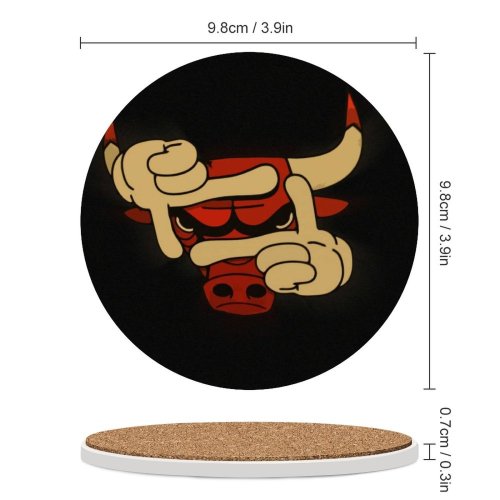 yanfind Ceramic Coasters (round) Basketball Bull Bulls Chicago Humor Logo Black Background Family Game Intellectual Educational Game Jigsaw Puzzle Toy Set