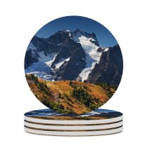 yanfind Ceramic Coasters (round) Sven Muller Meije Mountains Alps Landscape Family Game Intellectual Educational Game Jigsaw Puzzle Toy Set