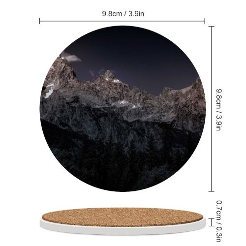 yanfind Ceramic Coasters (round) Collins Black Dark Grand Teton National Park Early Morning  Range USA Family Game Intellectual Educational Game Jigsaw Puzzle Toy Set