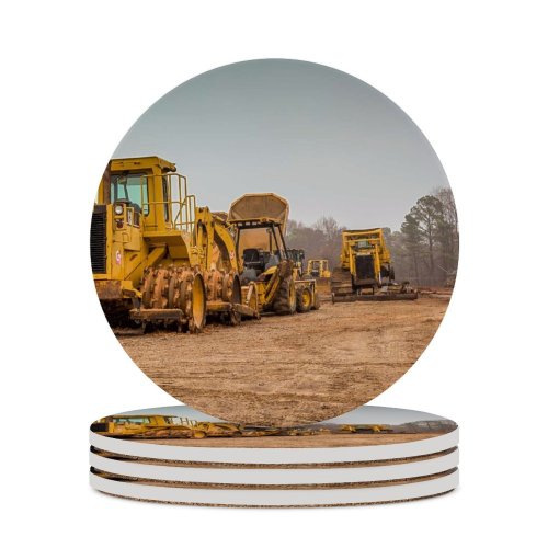 yanfind Ceramic Coasters (round) Soil  Transportation Machine Earthmover  Vehicle  Shovel Bulldozer System Truck(1) Family Game Intellectual Educational Game Jigsaw Puzzle Toy Set