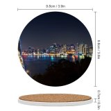 yanfind Ceramic Coasters (round) Michael Kaldani Oakland Bay   Francisco Cityscape City Lights Night Time Family Game Intellectual Educational Game Jigsaw Puzzle Toy Set