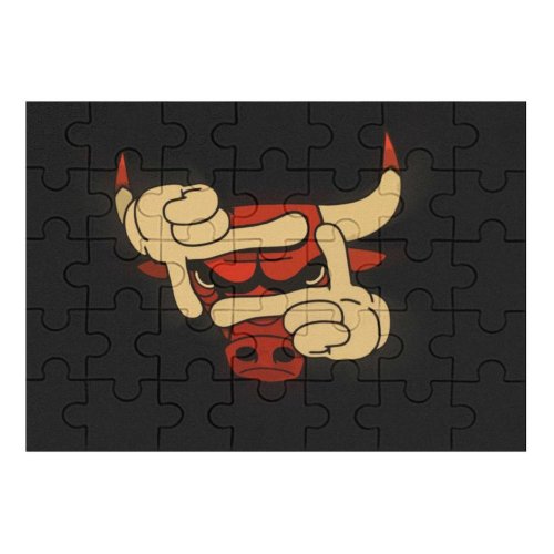 yanfind Picture Puzzle Basketball Bull Bulls Chicago Humor Logo Black Background Family Game Intellectual Educational Game Jigsaw Puzzle Toy Set