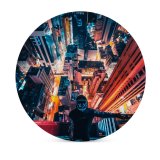 yanfind Ceramic Coasters (round) Simon Zhu Hong Kong City Neon Rooftop Cityscape Nightscape Persons City Lights Family Game Intellectual Educational Game Jigsaw Puzzle Toy Set
