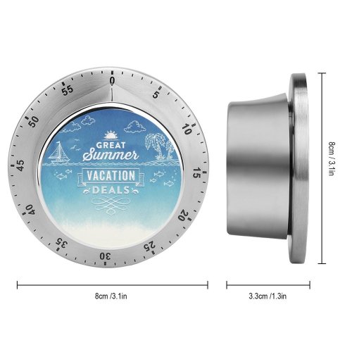 yanfind Timer Space Palm Sea   Art Placard Design Turquoise Watercolor Summer Border 60 Minutes Mechanical Visual Timer