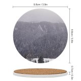 yanfind Ceramic Coasters (round) Snow  Winter Landscape Grey Christmas Sky Tree Atmospheric Freezing Storm Frost Family Game Intellectual Educational Game Jigsaw Puzzle Toy Set