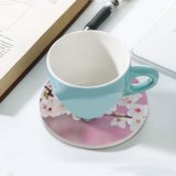 yanfind Ceramic Coasters (round) Flowers Cherry Flowers Cherry  Spring Flowers Family Game Intellectual Educational Game Jigsaw Puzzle Toy Set