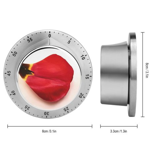yanfind Timer Tulip Leaf Petal Lip Carmine Heart Plant Coquelicot Valentine's Flower 60 Minutes Mechanical Visual Timer
