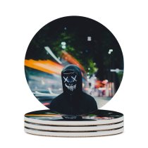 yanfind Ceramic Coasters (round) Persons Neon Hoodie Anonymous Family Game Intellectual Educational Game Jigsaw Puzzle Toy Set