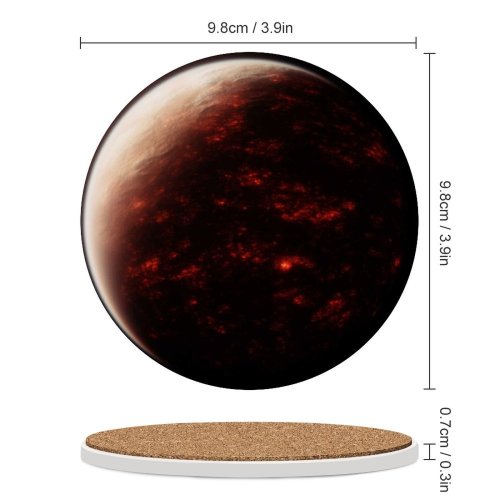 yanfind Ceramic Coasters (round) Space Planet Burning Space Exploration Dark Family Game Intellectual Educational Game Jigsaw Puzzle Toy Set