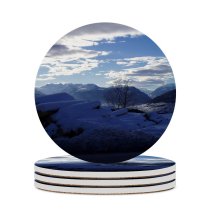 yanfind Ceramic Coasters (round) Snow  Panorama  Sunset Clouds Sky Fondo Italy Sudtirol Mountainous Landforms Family Game Intellectual Educational Game Jigsaw Puzzle Toy Set