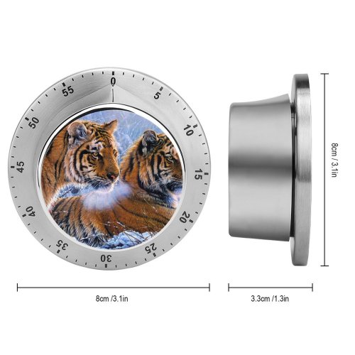 yanfind Timer Tigers Pair Frozen Winter Snow Big Cats 60 Minutes Mechanical Visual Timer