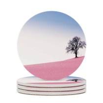 yanfind Ceramic Coasters (round) Solitude Tree Clear Sky Landscape Surreal Sand Desert  Scenery Family Game Intellectual Educational Game Jigsaw Puzzle Toy Set