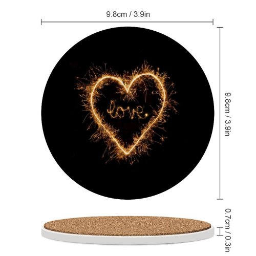 yanfind Ceramic Coasters (round) Black Dark Love Love Heart Sparkles Night Letters Family Game Intellectual Educational Game Jigsaw Puzzle Toy Set