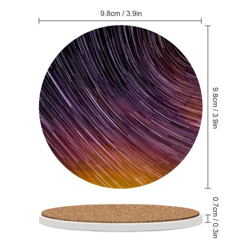 yanfind Ceramic Coasters (round) Space  Trails Timelapse Astronomy Outer Space Night Sky Exposure Science Purple Family Game Intellectual Educational Game Jigsaw Puzzle Toy Set