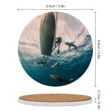 yanfind Ceramic Coasters (round) Wildlife Fish Sea  Wild Motion Adventure Beauty Diving Underwater Shark Four Family Game Intellectual Educational Game Jigsaw Puzzle Toy Set