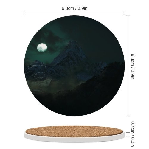 yanfind Ceramic Coasters (round) Berduu Black Dark  Mountains Night Dark Forest Family Game Intellectual Educational Game Jigsaw Puzzle Toy Set